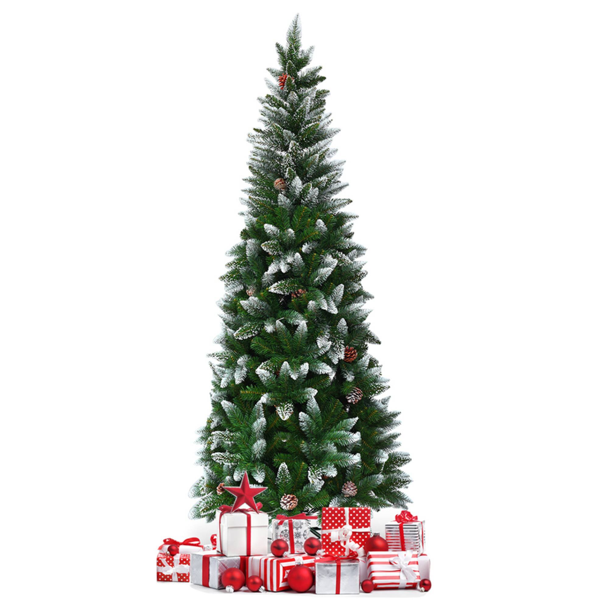 Costway 6ft. Unlit Snow Flocked Pencil Artificial Christmas Tree